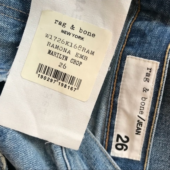 Rag & Bone Marilyn Embroidered floral Crop Jean 26 high waist baggy mom - Picture 5 of 8